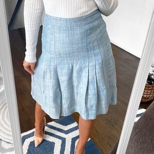 🔹 LUCA LUCA LINEN LIGHT BLUE PLEATED MIDI SKATER SKIRT!